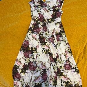 Aritzia Babaton Floral Midi Dress - Cream and Purple